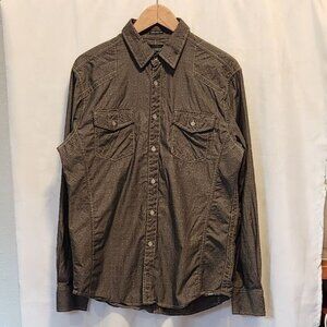 Buckle Black Men's Size M Gray‎ Long Sleeve Button Up Shirt Athletic Fit Diamond